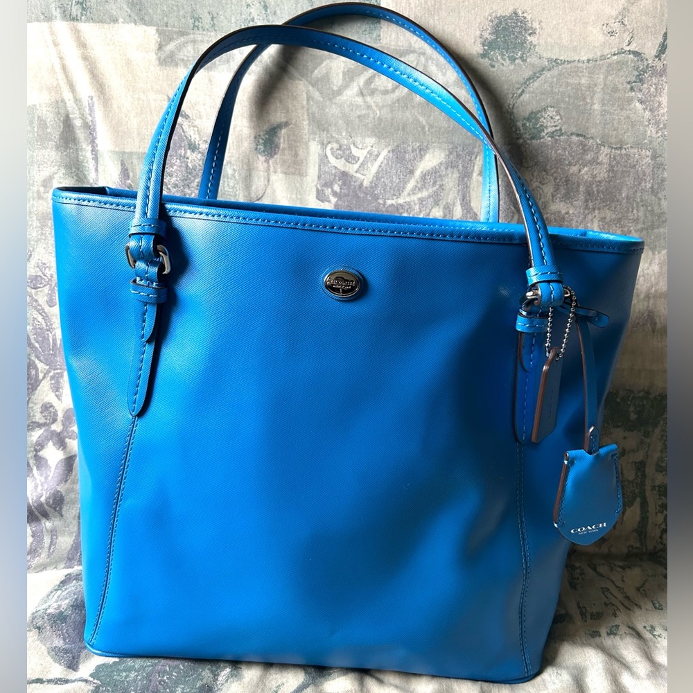 Coach Vibrant Blue Leather Tote